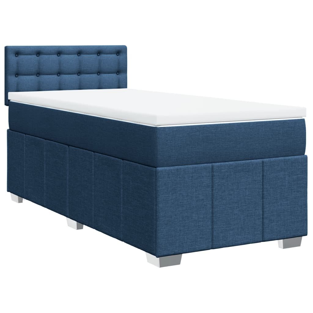 vidaXL Κρεβάτι Boxspring με Στρώμα Μπλε 100 x 200 εκ. Υφασμάτινο