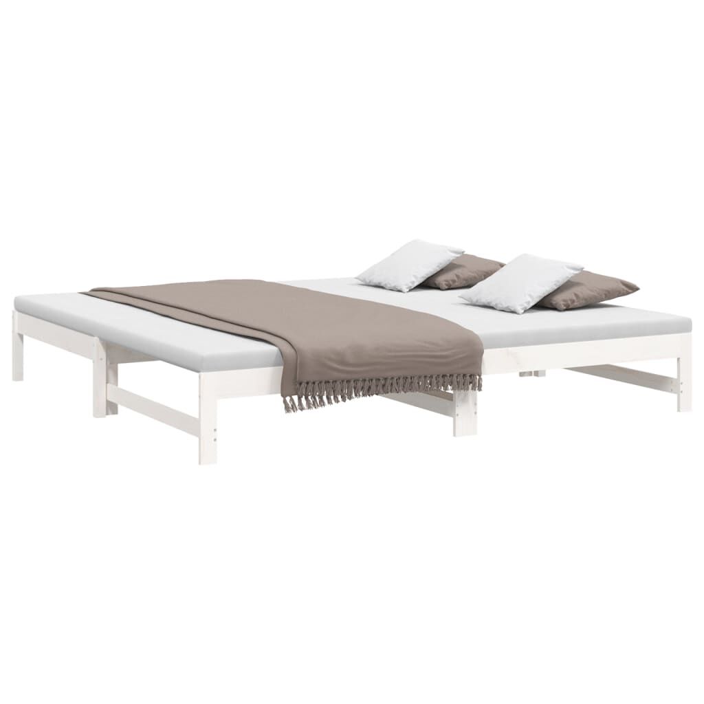 vidaXL Καναπές Κρεβάτι Συρόμενος Λευκός 2x(100x200) εκ. Μασίφ Πεύκο
