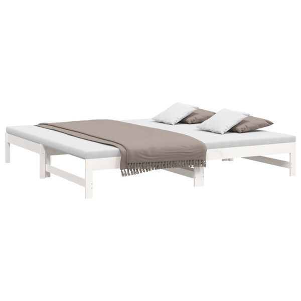 vidaXL Καναπές Κρεβάτι Συρόμενος Λευκός 2x(100x200) εκ. Μασίφ Πεύκο