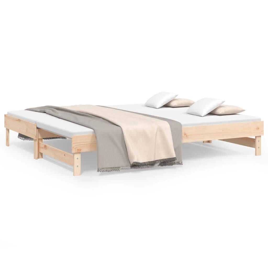 vidaXL Καναπές Κρεβάτι Συρόμενος 2x(80x200) εκ. από Μασίφ Ξύλο Πεύκου