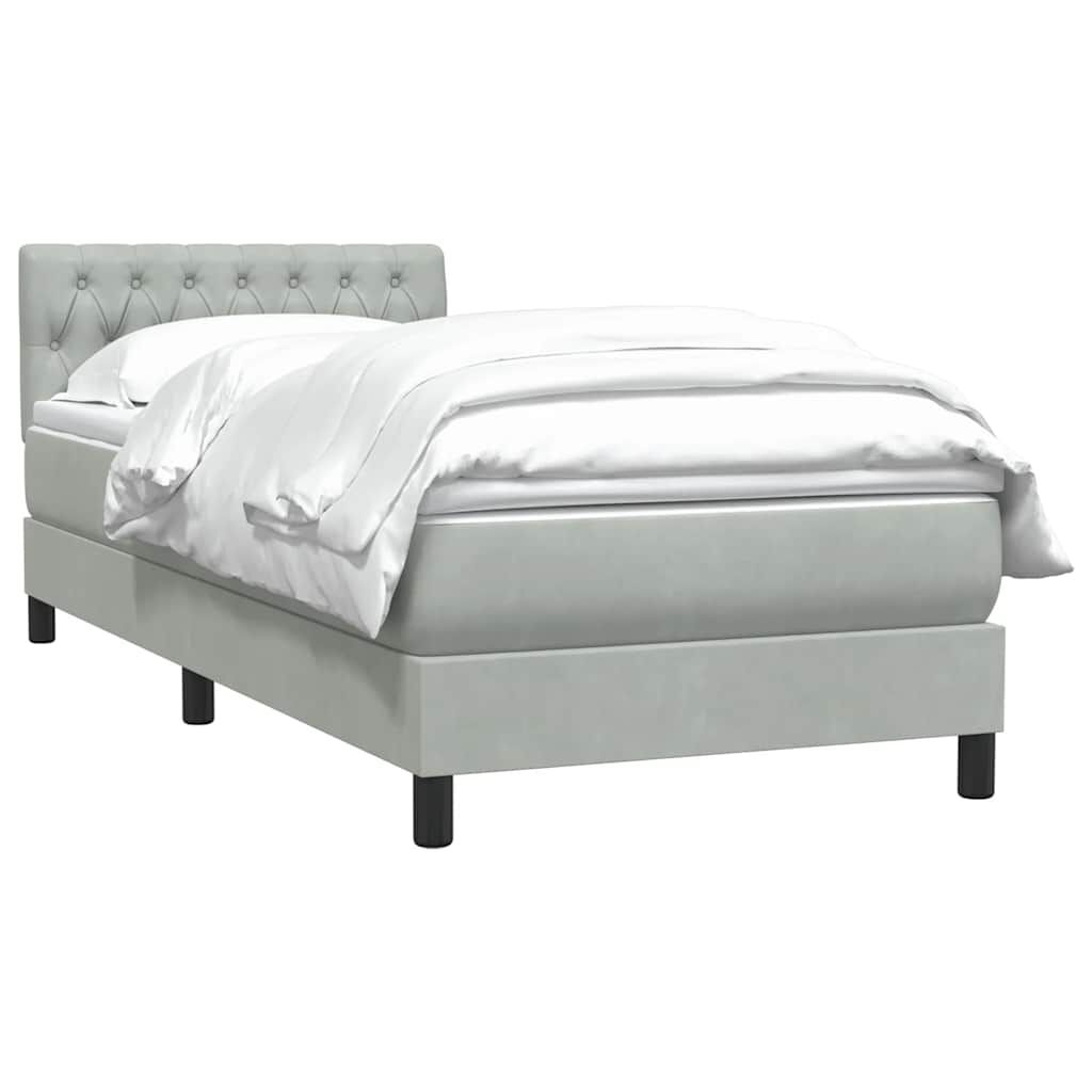 vidaXL Box Spring κρεβάτι με στρώμα ανοιχτό γκρι 90x220 εκ. Βελούδινο