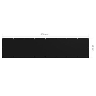 vidaXL Διαχωριστικό Βεράντας Μαύρο 90 x 400 εκ. Ύφασμα Oxford