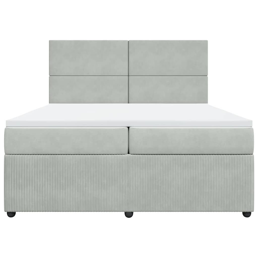 vidaXL Κρεβάτι Boxspring με Στρώμα Ανοιχτό Γκρι 200x200 εκ. Βελούδινο