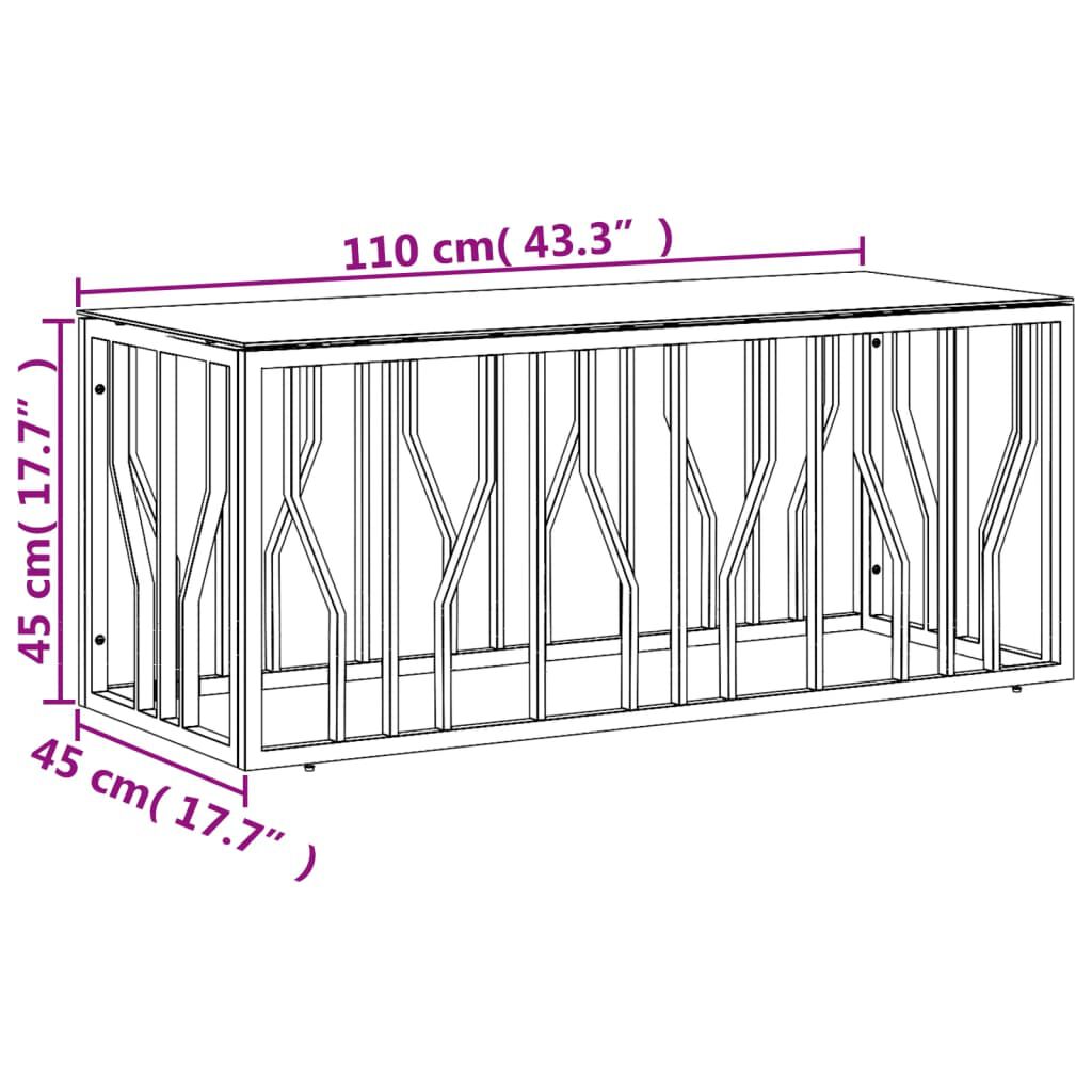 vidaXL Τραπέζι Σαλονιού 110x45x45 εκ. από Ανοξ. Ατσάλι και Γυαλί