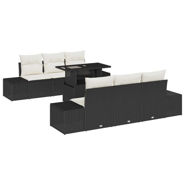 vidaXL Σετ Καναπέ Κήπου 7 pcs Μαύρο και κρεμ 100 x 55 x 73 εκ.