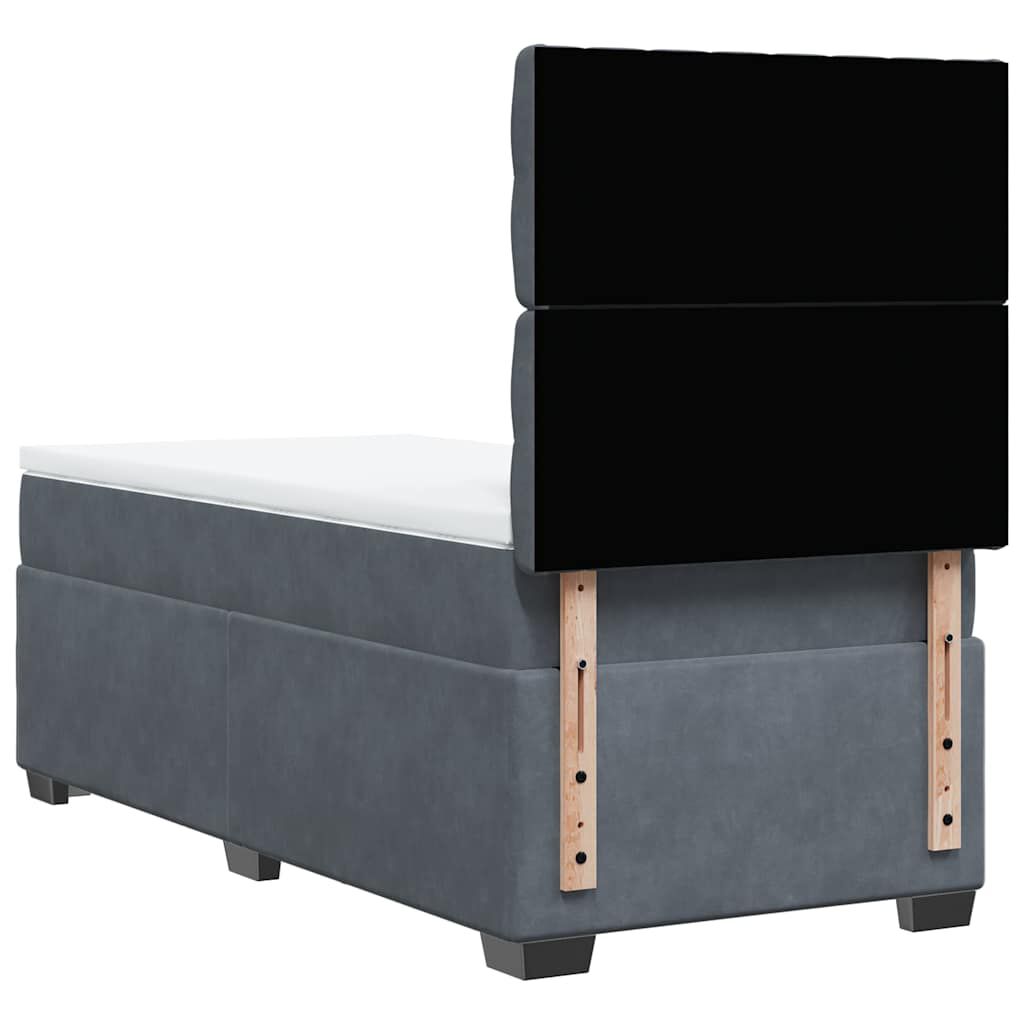 vidaXL Κρεβάτι Boxspring με Στρώμα Σκούρο Γκρι 80x200 εκ. Βελούδινο