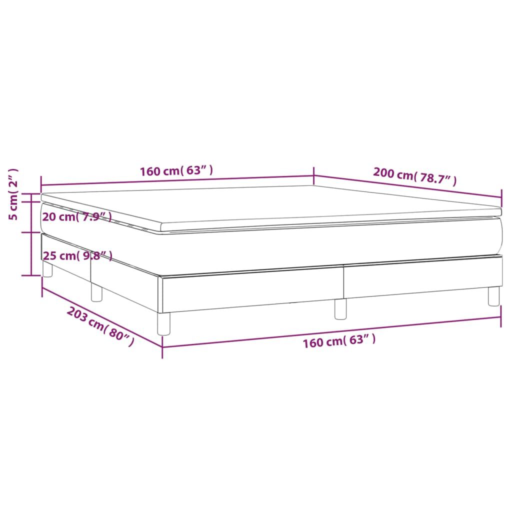 vidaXL Κρεβάτι Boxspring με Στρώμα Σκούρο Πράσινο 160x200εκ. Βελούδινο