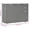vidaXL Μπουφές Γυαλιστερός Γκρι 107x35x80,5 εκ.