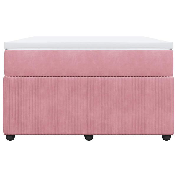 vidaXL Κρεβάτι Boxspring με Στρώμα Ροζ 120x190 εκ. Βελούδινο