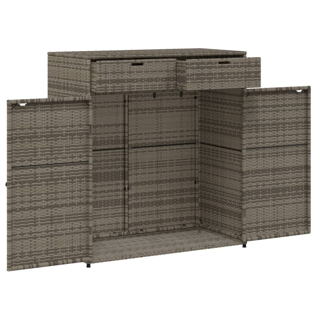 vidaXL Ντουλάπι Αποθήκευσης Κήπου Γκρι 105x55x113 εκ. Συνθετικό Ρατάν