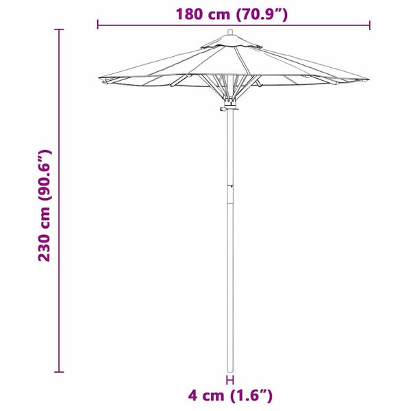 vidaXL Ομπρέλα Κήπου Κρεμ λευκό 180 x 180 x 230 εκ. Μπαμπού