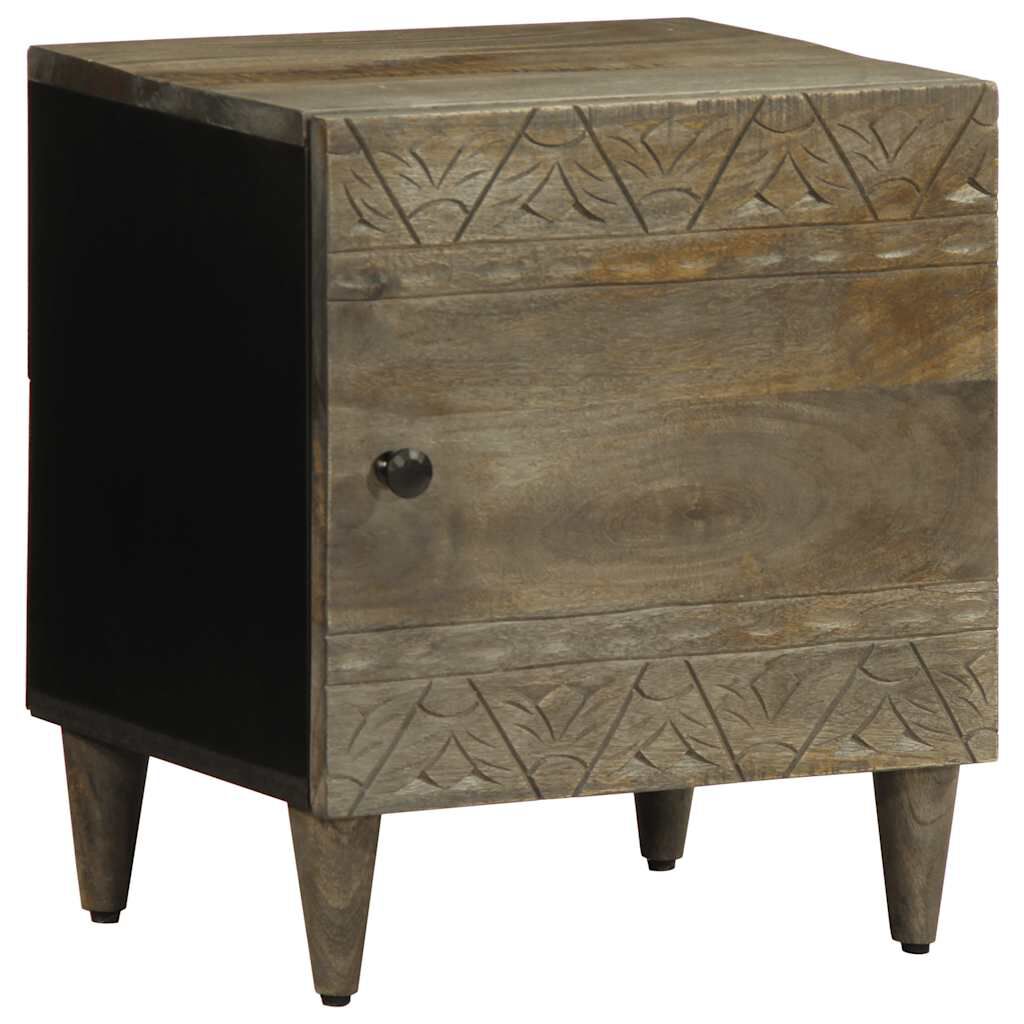 vidaXL κομοδίνο ντουλάπι ανοιχτό γκρι 40x33x46 cm μασίφ ξύλο Mango