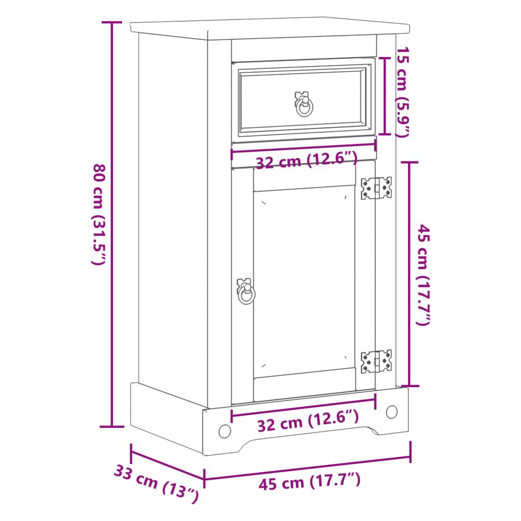 vidaXL Ντουλάπι Μπάνιου Corona 45x33x80 εκ. από Μασίφ Ξύλο Πεύκου