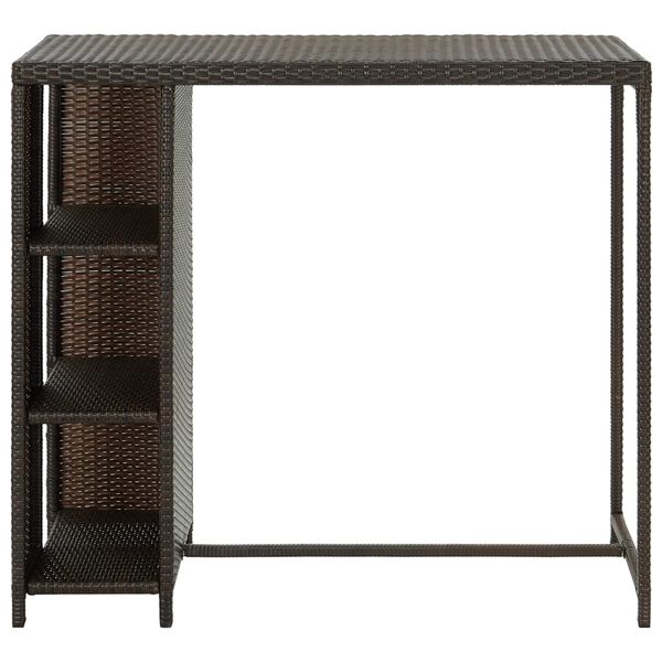 vidaXL Τραπέζι Μπαρ με Ράφια Καφέ 120x60x110 εκ. από Συνθετικό Ρατάν