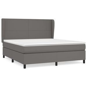 vidaXL Κρεβάτι Boxspring με Στρώμα Γκρι 160x200εκ. από Συνθετικό Δέρμα