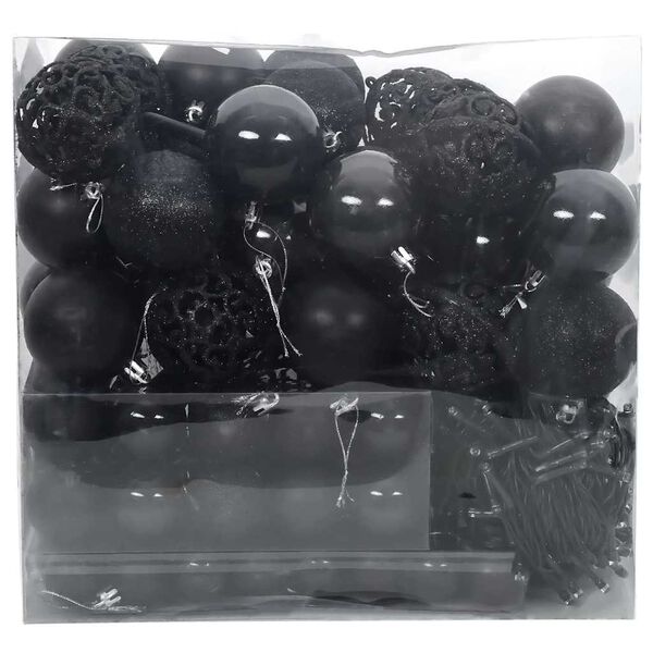 vidaXL Σετ Χριστουγεννιάτικων Στρογγυλών Μπαλίτσων 120 pcs Μαύρο