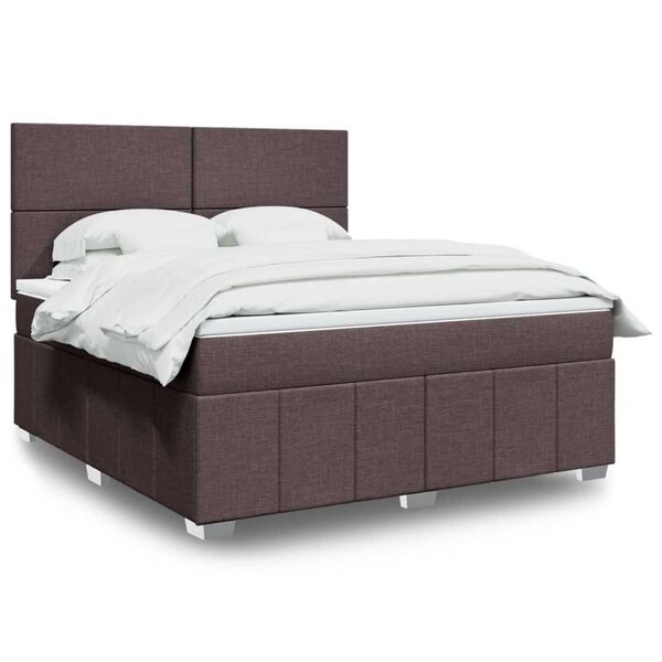 vidaXL Κρεβάτι Boxspring με Στρώμα Σκούρο Καφέ 180x200 εκ Υφασμάτινο
