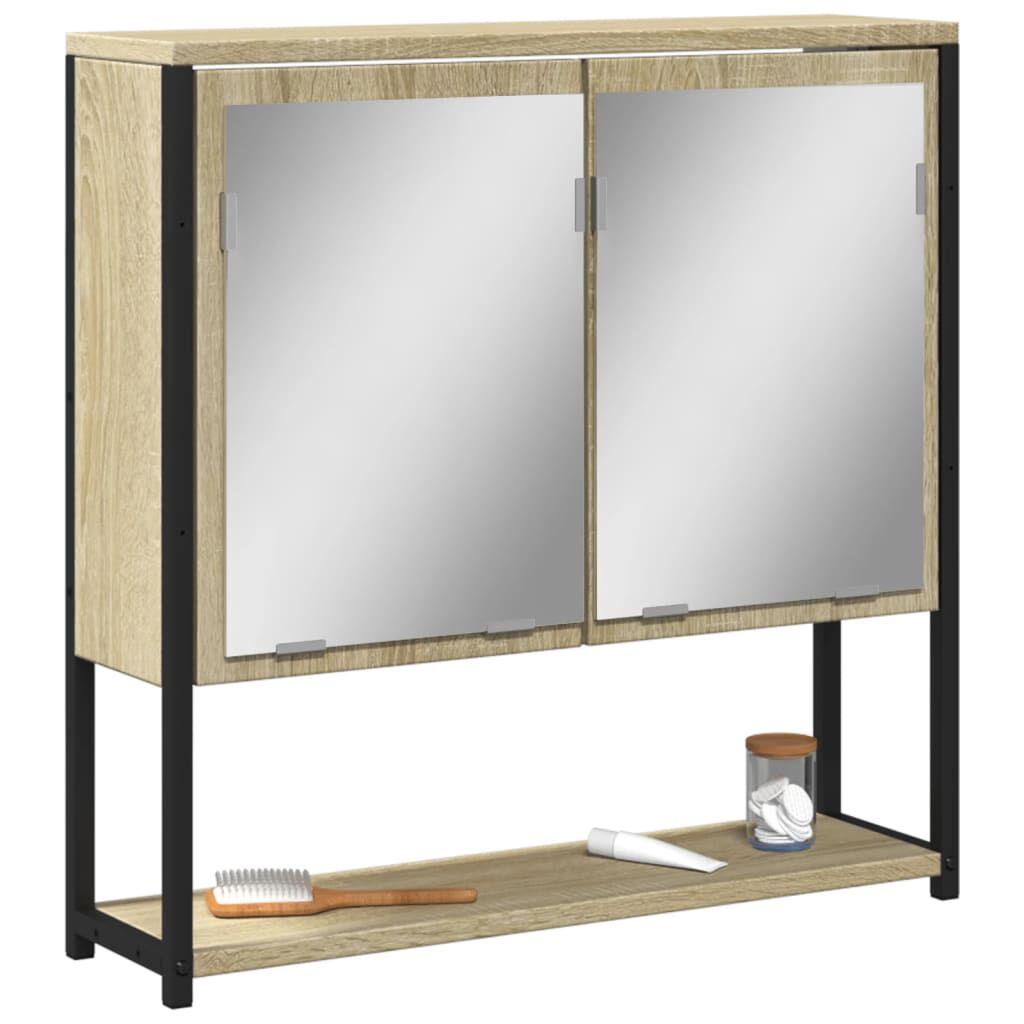 vidaXL Καθρέφτης Μπάνιου Ντουλάπι Sonoma Δρυς 60x16x60 εκ. Επεξ. Ξύλο
