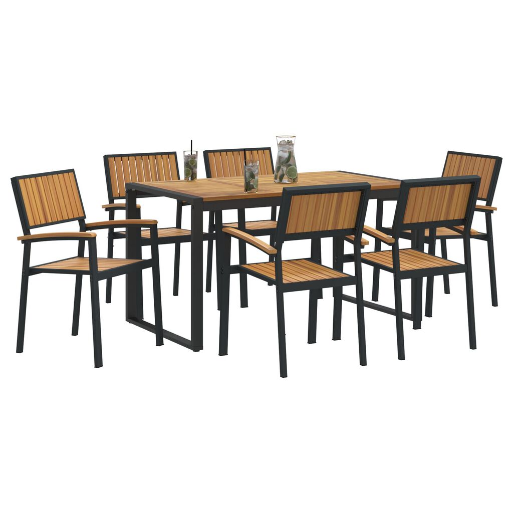vidaXL Σετ Φαγητού 7 Τεμαχίων Solid Wood Acacia και Μετάλλου