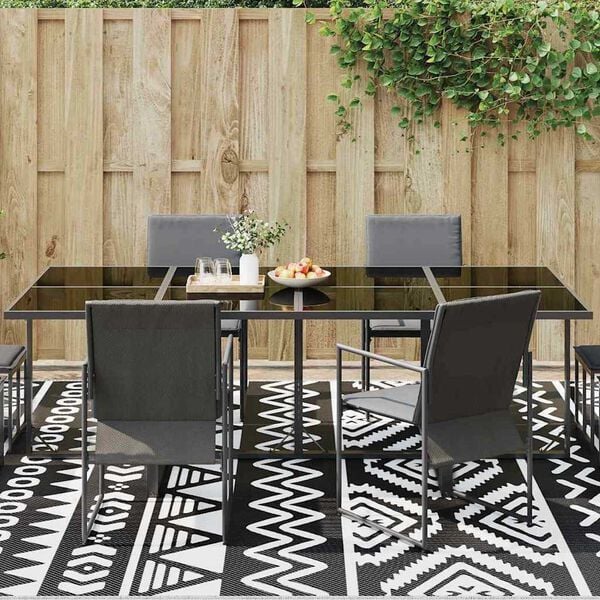 vidaXL Χαλί εξωτερικού χώρου ARAKIL μαύρο σχέδιο 300 x 400 cm PP