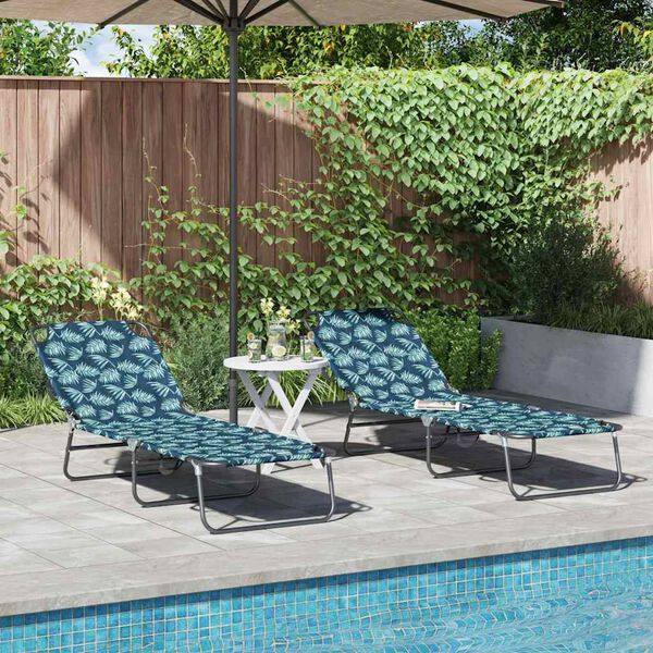 vidaXL Πτυσσόμενη ξαπλώστρα 2 pcs Πράσινο 56 x 189 x 87 εκ. ύφασμα