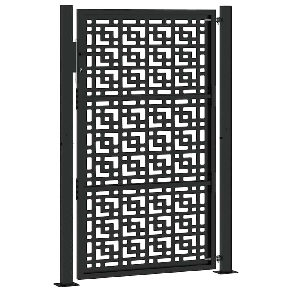vidaXL Πύλη κήπου Μαύρη 105x155 cm Ατσάλινος Σταυρός Σχεδιασμός