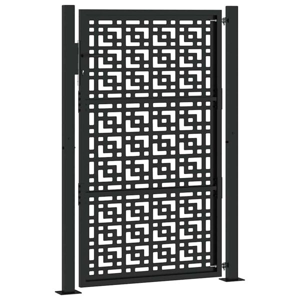 vidaXL Πύλη κήπου Μαύρη 105x155 cm Ατσάλινος Σταυρός Σχεδιασμός