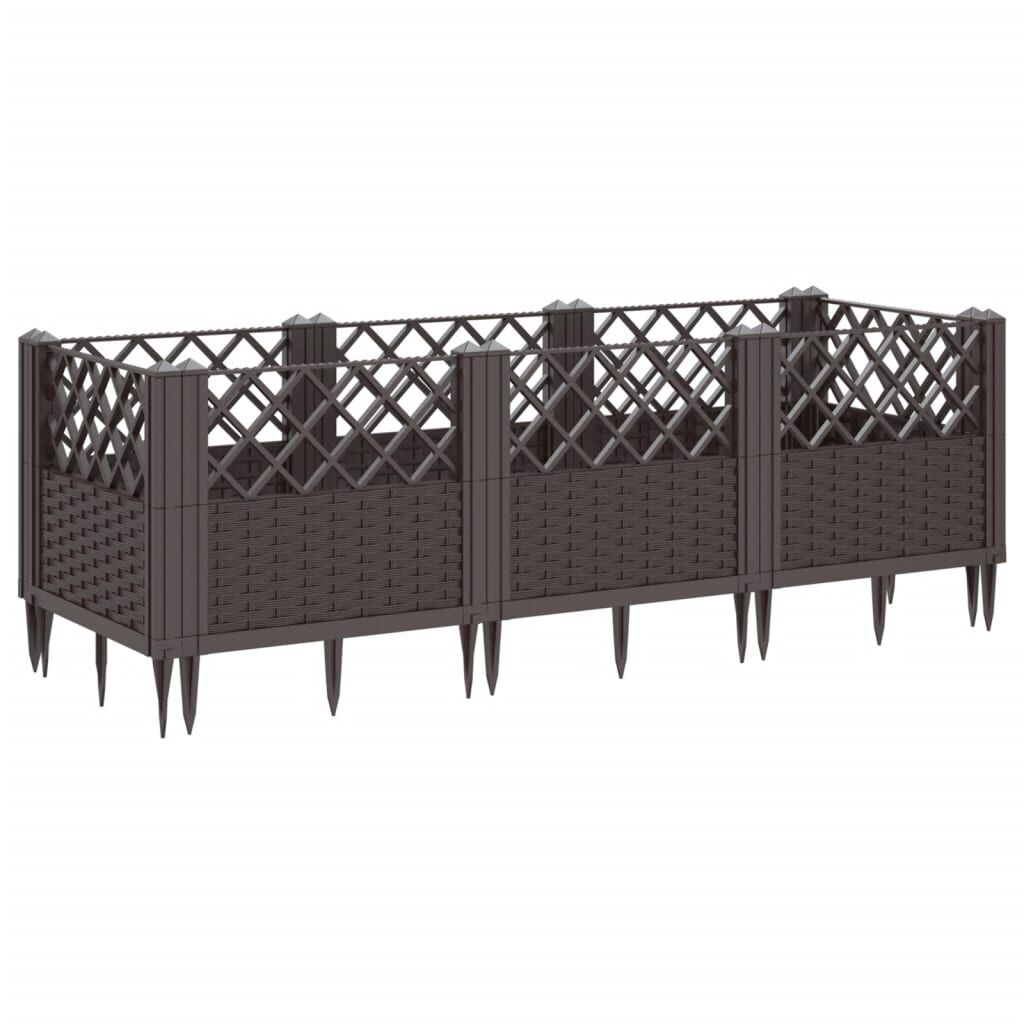 vidaXL Ζαρντινιέρα με Πασσάλους Καφέ 123,5x43,5x43,5εκ. Πολυπροπυλένιο