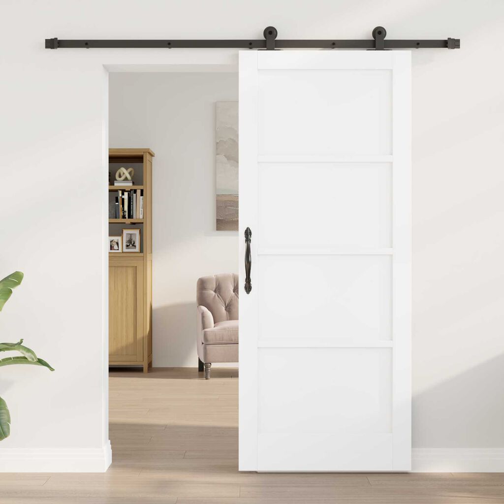 vidaXL Σετ Συρόμενης Πόρτας Λευκό και μαύρο 83 x 202 εκ.