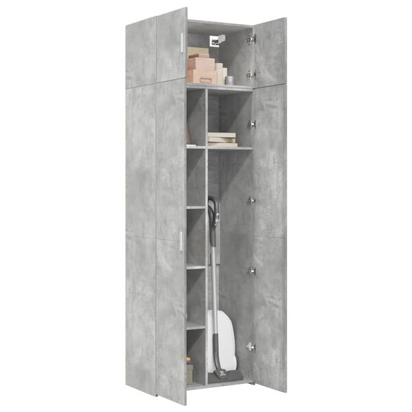 vidaXL Ραφιέρα με Ντουλάπια Γκρι Σκυροδέμ. 70x42,5x225 εκ. Επεξ. Ξύλο