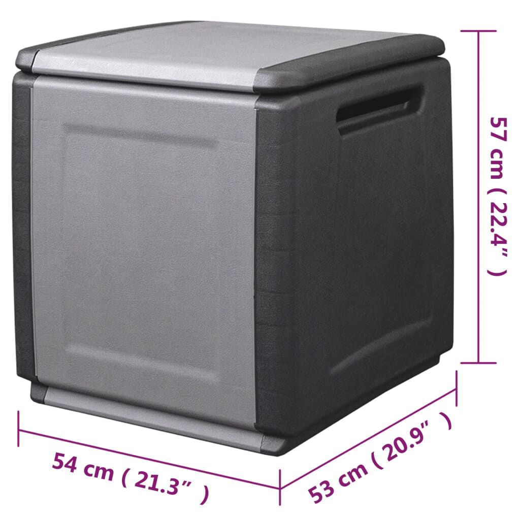 vidaXL Μπαούλο Αποθήκευσης Κήπου 54x53x57 εκ. Σκ. Γκρι/Μαύρο 130 Λίτρα