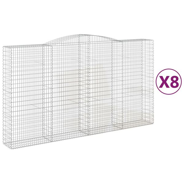 vidaXL Συρματοκιβώτια Τοξωτά 8 τεμ. 400x50x220/240 εκ. Γαλβαν. Σίδερο
