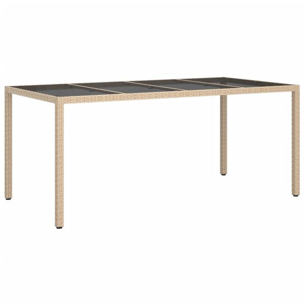 vidaXL Τραπέζι Κήπου Μπεζ 190x90x75 εκ. Ψημένο Γυαλί/Συνθετικό Ρατάν