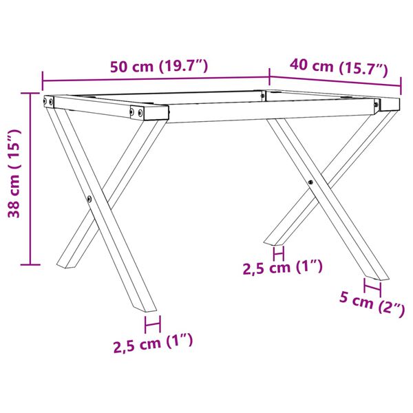 vidaXL Πόδια Τραπεζιού Σαλονιού σε Σχήμα «X» 50x40x38 εκ. Ατσάλι