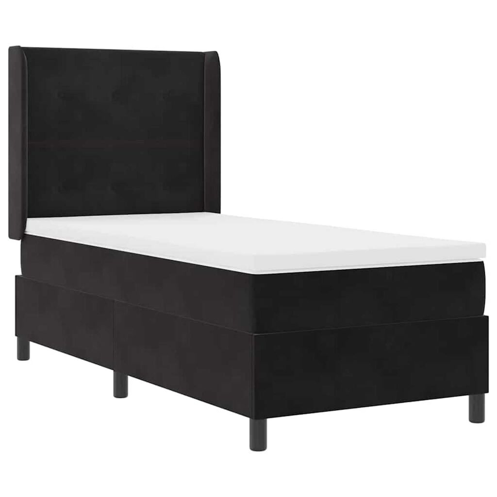vidaXL Κρεβάτι Box Spring LED με Στρώμα Μαύρο 100 x 200 cm Βελούδο
