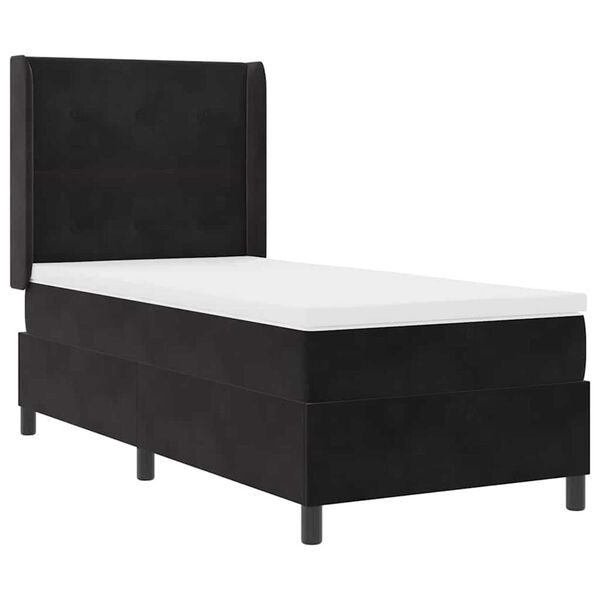 vidaXL Κρεβάτι Box Spring LED με Στρώμα Μαύρο 100 x 200 cm Βελούδο
