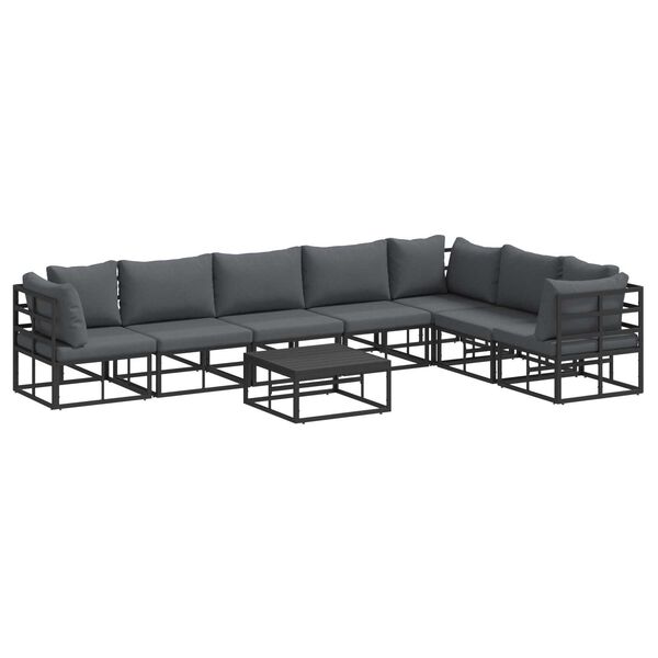 vidaXL Σετ Καναπέ Κήπου 8 pcs Μαύρο 70 x 70 x 32 εκ Αλουμίνιο