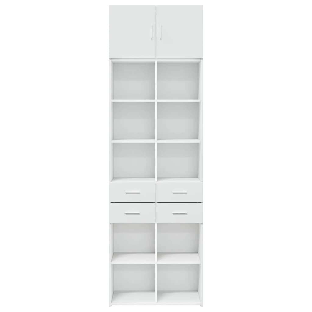 vidaXL Ραφιέρα με Ντουλάπια Λευκή 70x42,5x225 εκ. Επεξεργασμένο Ξύλο