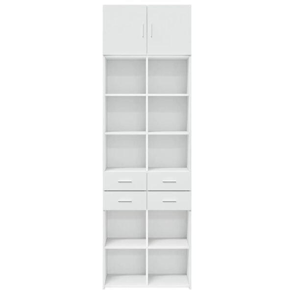 vidaXL Ραφιέρα με Ντουλάπια Λευκή 70x42,5x225 εκ. Επεξεργασμένο Ξύλο