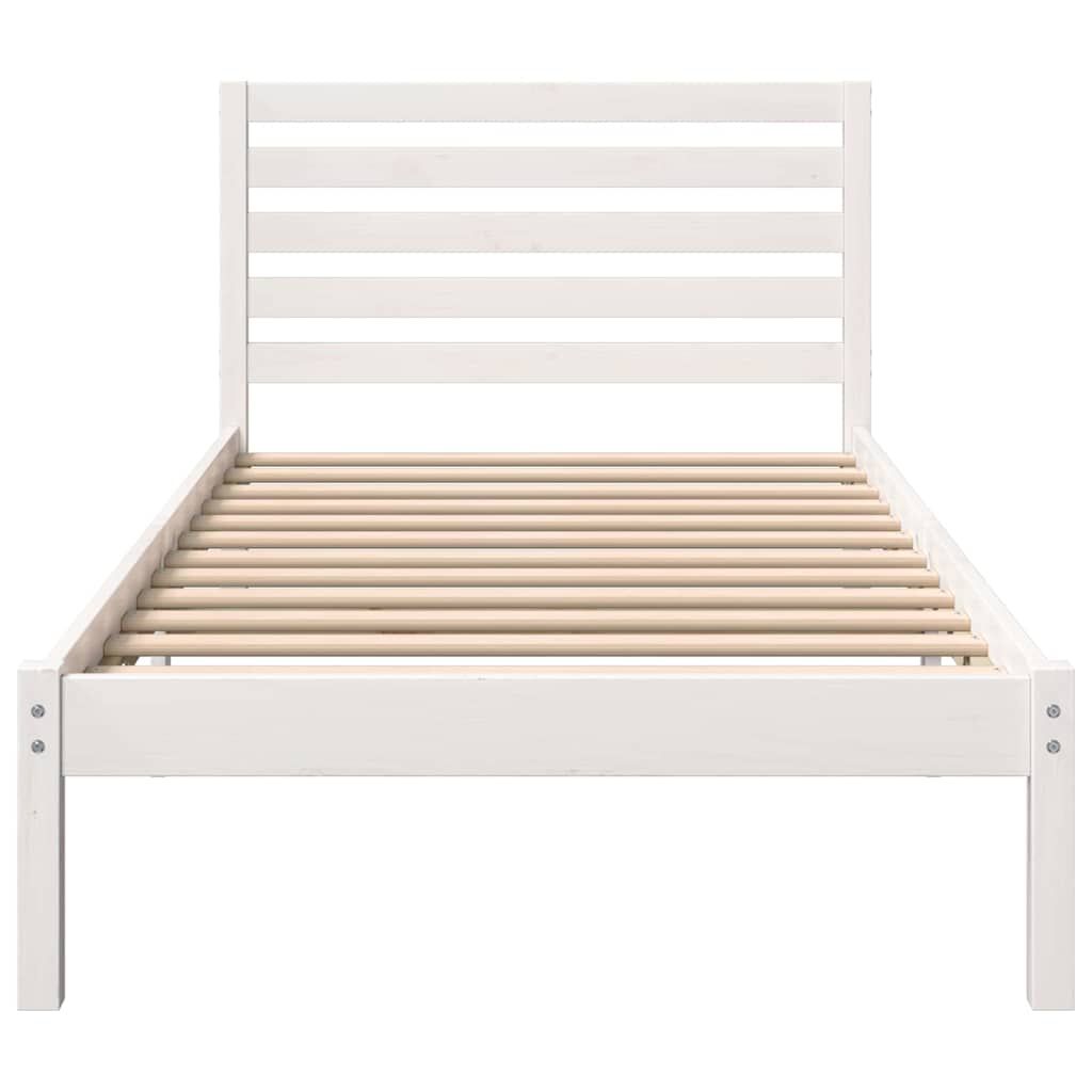 vidaXL Σκελετός Κρεβατιού Λευκό 75 x 190 cm Μασίφ ξύλο πεύκου