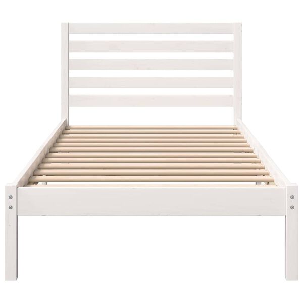 vidaXL Σκελετός Κρεβατιού Λευκό 75 x 190 cm Μασίφ ξύλο πεύκου