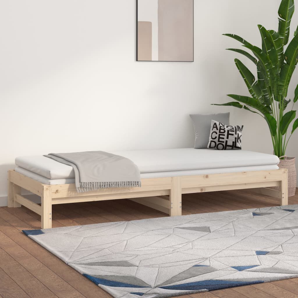 vidaXL Καναπές Κρεβάτι Συρόμενος 2x(90x200) εκ. από Μασίφ Ξύλο Πεύκου
