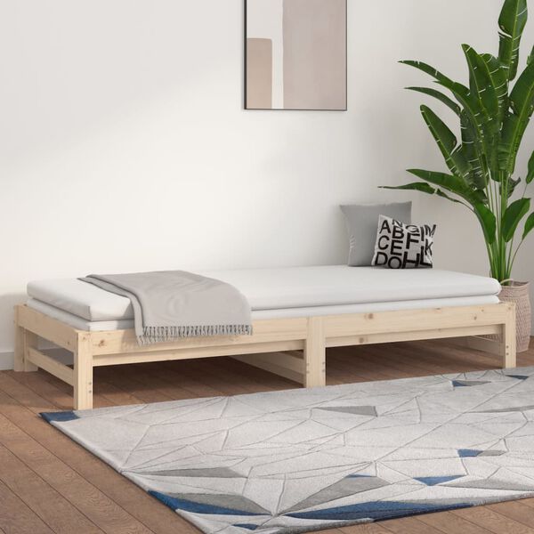 vidaXL Καναπές Κρεβάτι Συρόμενος 2x(90x200) εκ. από Μασίφ Ξύλο Πεύκου