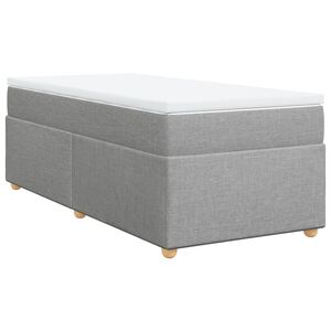 vidaXL Κρεβάτι Boxspring με Στρώμα Ανοιχτό Γκρι 90x200 εκ. Υφασμάτινο