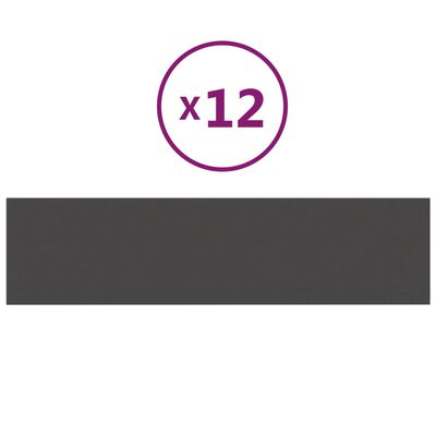vidaXL Πάνελ Τοίχου 12 τεμ. Σκούρο Γκρι 60x15 εκ. 1,08 μ² Υφασμάτινα