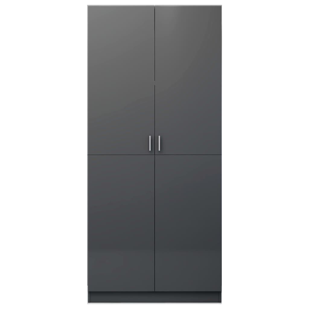vidaXL Ντουλάπα Γυαλιστερό Γκρι 90 x 52 x 200 εκ. από Μοριοσανίδα