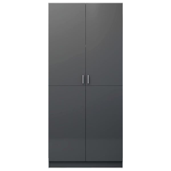vidaXL Ντουλάπα Γυαλιστερό Γκρι 90 x 52 x 200 εκ. από Μοριοσανίδα