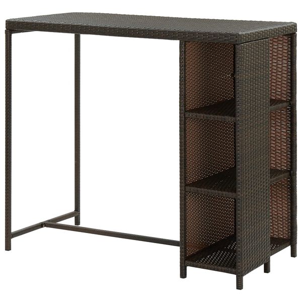 vidaXL Τραπέζι Μπαρ με Ράφια Καφέ 120x60x110 εκ. από Συνθετικό Ρατάν