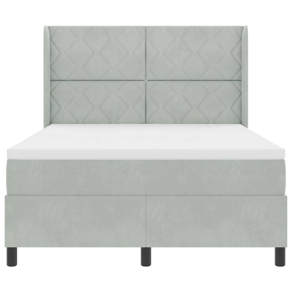 vidaXL Κρεβάτι με ελατήρια Ανοιχτό γκρι 140 x 200 cm Βελούδο