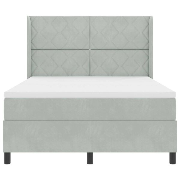vidaXL Κρεβάτι με ελατήρια Ανοιχτό γκρι 140 x 200 cm Βελούδο